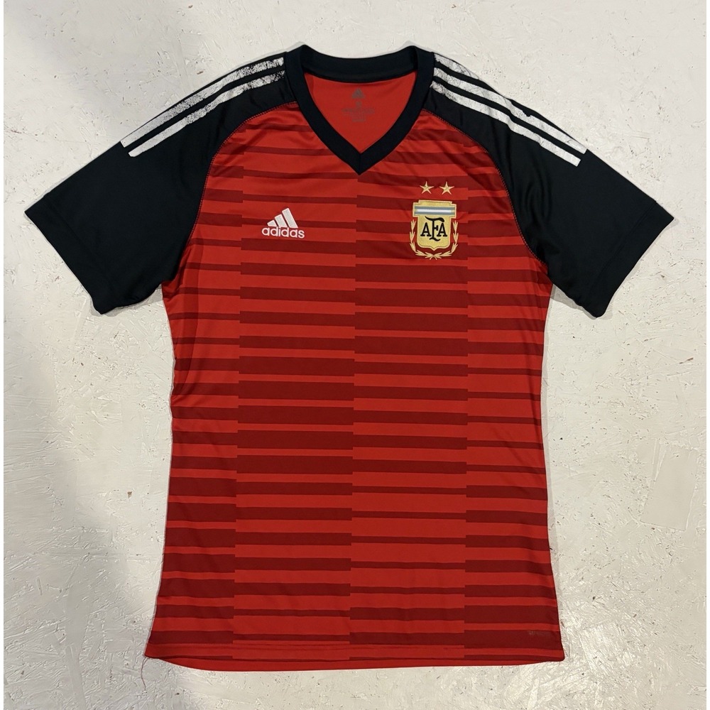 Adidas Argentina 2018 World Cup Third Jersey Red Striped Mens M Rare Soccer